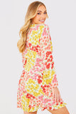 Sustainable Floral Print Wrap Frill Mini Dress