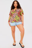 Sustainable Floral Tie Front Flute Sleeve Smock Top
