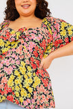 Sustainable Floral Tie Front Flute Sleeve Smock Top
