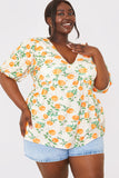 Printed Twist Front Peplum Jersey Top