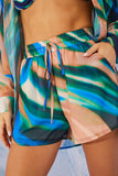 Abstract Print Chiffon Shorts