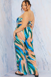 Abstract Print Wide Leg Elastic Waist Trousers