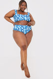 Abstract Print High Waisted Bikini Bottoms