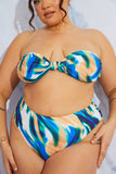 Abstract Print High Waist High Leg Bikini Bottom