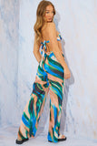 Abstract Print Wide Leg Elastic Waist Trousers