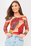 Abstract Twist Detail Mesh Bodysuit