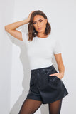Short Sleeve Double Layer Slinky Bodysuit