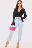 Wrap Front Flared Cuff Bodysuit