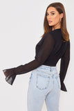 Wrap Front Flared Cuff Bodysuit
