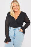 Wrap Front Flared Cuff Bodysuit