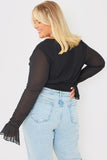 Wrap Front Flared Cuff Bodysuit