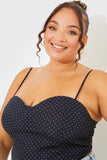 Polka Dot Print Cupped Crop Top
