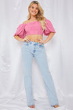 Chiffon Bandeau Balloon Sleeve Top