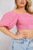Chiffon Bandeau Balloon Sleeve Top