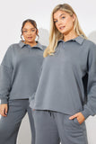 Collared Button Up Jersey Sweatshirt