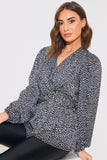 Animal Print Woven Wrap Blouse
