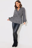 Animal Print Woven Wrap Blouse