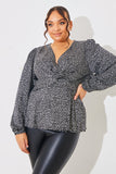 Animal Print Woven Wrap Blouse