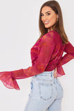 Wrap Front Flared Cuff Bodysuit