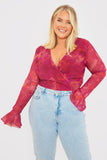 Wrap Front Flared Cuff Bodysuit