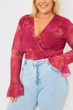 Wrap Front Flared Cuff Bodysuit