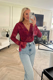 Wrap Front Flared Cuff Bodysuit