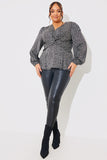 Animal Print Woven Wrap Blouse