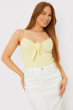 Textured Knot Detail Strappy Bodysuit