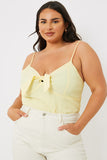 Textured Knot Detail Strappy Bodysuit