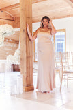 Light Gold Satin Cowl Back Maxi Dress